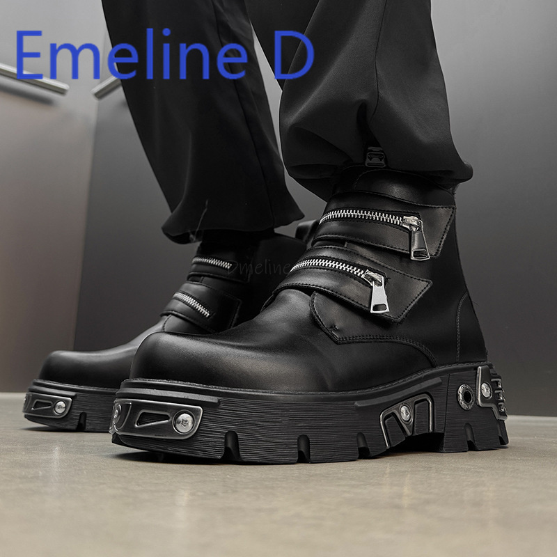Chaussures montantes Punk fonc - Men'S Shoes With Height Increase avis et prix