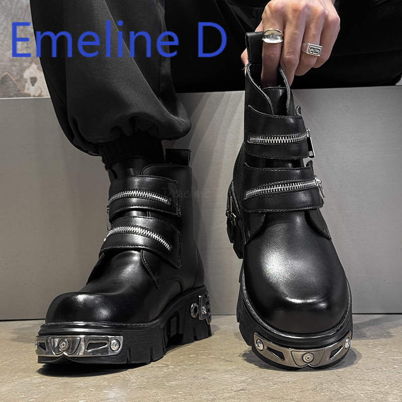 Chaussures montantes Punk fonc - Men'S Shoes With Height Increase avis et prix
